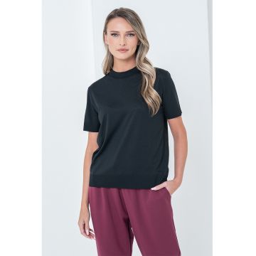 Tricou din amestec de lyocell cu decolteu la baza gatului