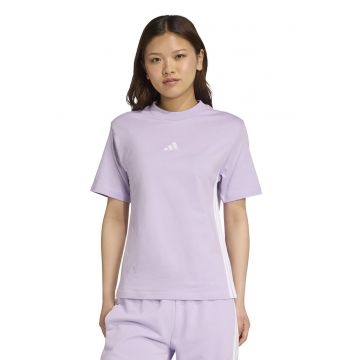 Tricou din bumbac cu decolteu la baza gatului