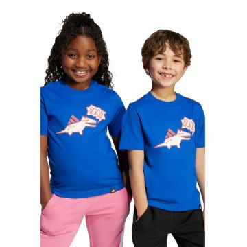 Tricou din bumbac cu imprimeu grafic si logo