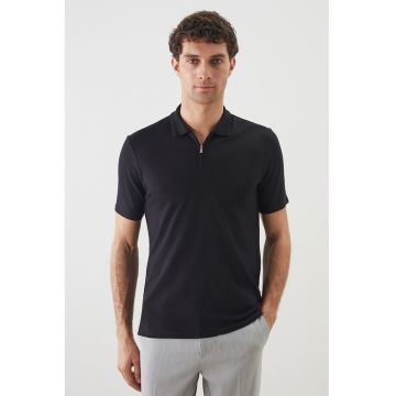 Tricou polo cu fermoar scurt