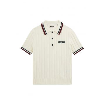 Tricou polo din amestec de lana cu logo
