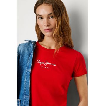 Tricou slim fit cu decolteu la baza gatului