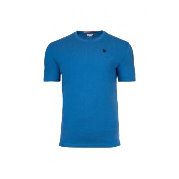 Tricou slim fit cu decolteu la baza gatului