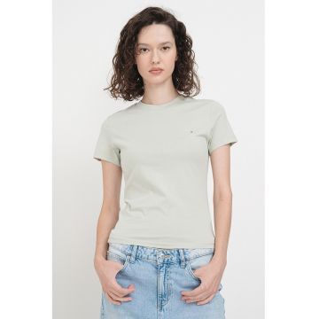 Tricou slim fit cu decolteu la baza gatului
