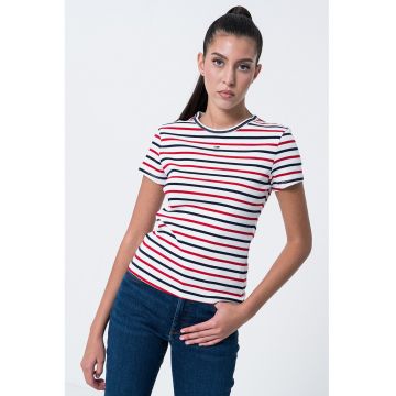 Tricou slim fit striat