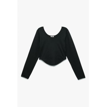 Bluza asimetrica cu decolteu rotund