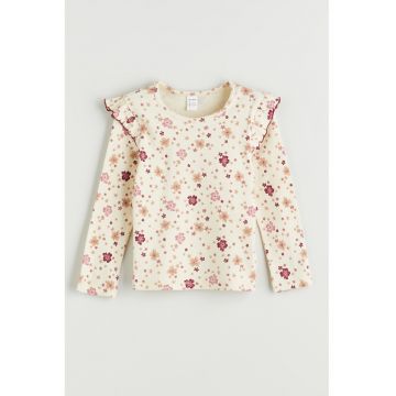 Bluza cu model floral si volane