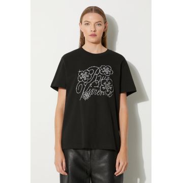 Kenzo tricou din bumbac Constellation Emb femei, culoarea negru, FE62TS1434SG.99J