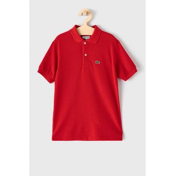Lacoste tricouri polo din bumbac pentru copii culoarea rosu, neted