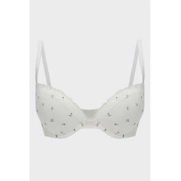 Sutien cu model floral si insertie de dantela
