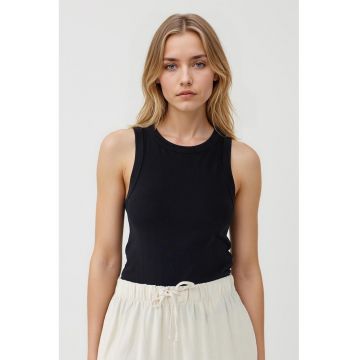 Top slim-fit din amestec de bumbac