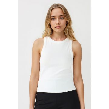 Top slim-fit din amestec de bumbac