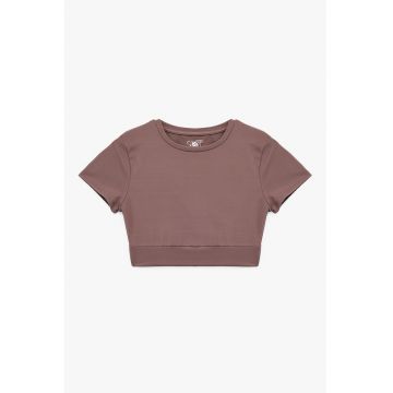 Tricou crop cu model uni