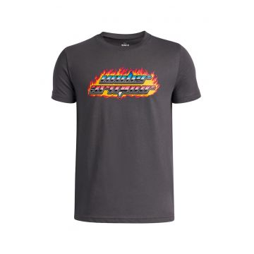 Tricou cu decolteu la baza gatului si imprimeu grafic