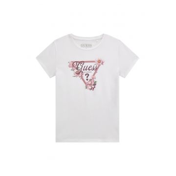 Tricou cu decolteu la baza gatului si imprimeu logo