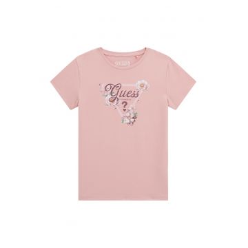 Tricou cu decolteu la baza gatului si imprimeu logo