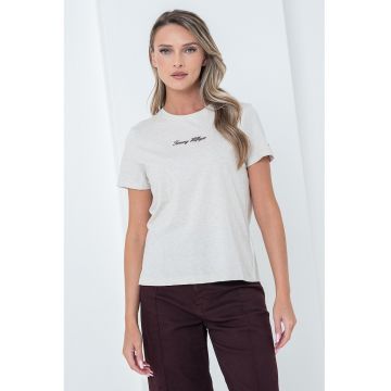Tricou cu decolteu la baza gatului si imprimeu logo