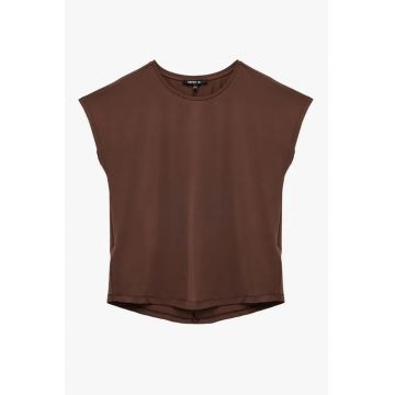 Tricou cu decolteu la baza gatului si model uni