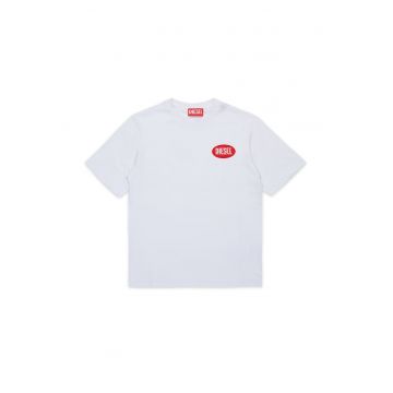 Tricou cu logo si decolteu la baza gatului