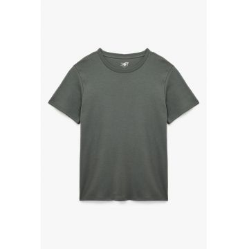 Tricou de bumbac cu decolteu la baza gatului