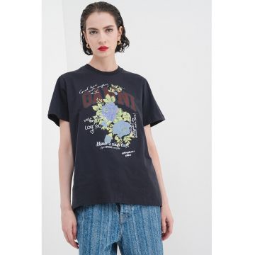 Tricou de bumbac cu imprimeu floral