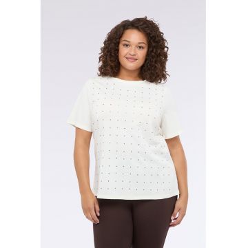 Tricou de bumbac cu strasuri