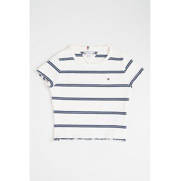 Tricou de bumbac cu striatii si logo