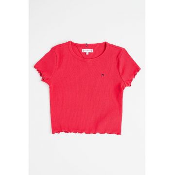 Tricou de bumbac cu striatii si logo