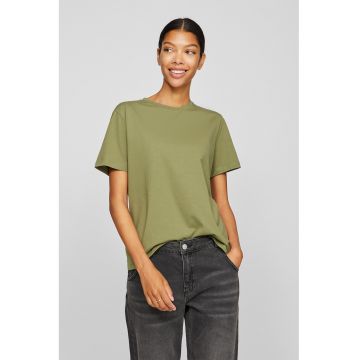 Tricou din amestec de bumbac organic cu decolteu la baza gatului