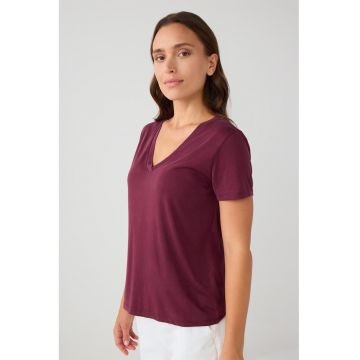 Tricou din amestec de modal cu decolteu in V