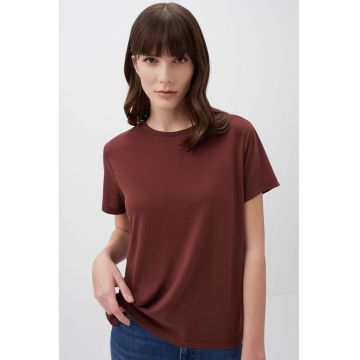 Tricou din amestec de modal cu decolteu la baza gatului