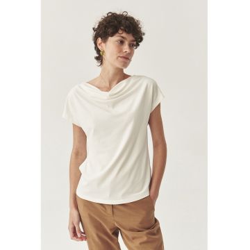 Tricou din amestec de modal si decolteu drapat