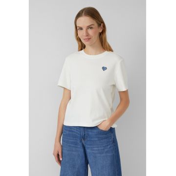 Tricou din bumbac cu decolteu la baza gatului