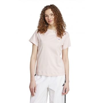 Tricou din bumbac cu decolteu la baza gatului