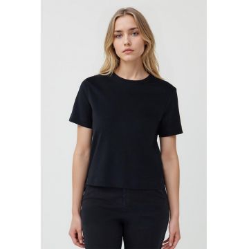 Tricou din bumbac cu decolteu la baza gatului