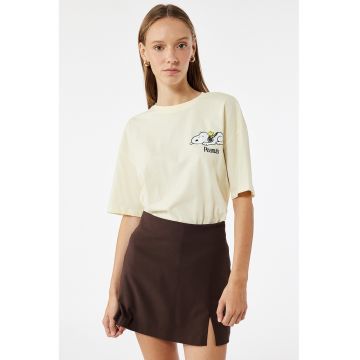 Tricou lejer cu imprimeu Snoppy pe partea din spate