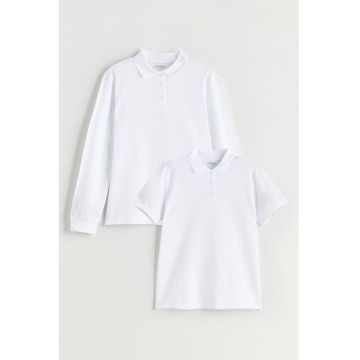 Tricou polo din bumbac cu model uni