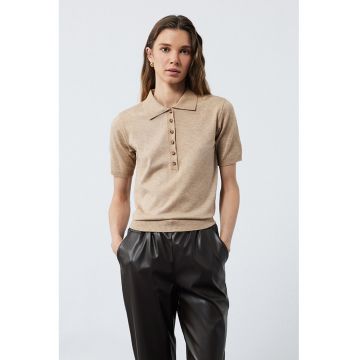 Tricou polo slim-fit cu model uni
