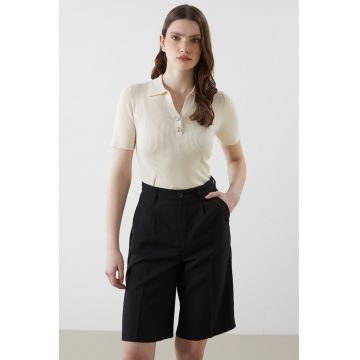 Tricou polo striat cu maneci scurte