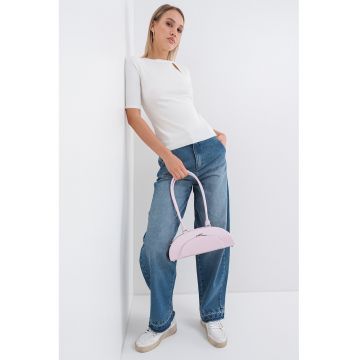 Tricou slim fit cu maneci medii si decupaj Decoro