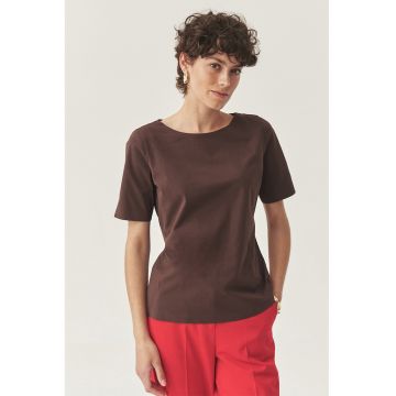 Tricou uni cu decolteu rotund
