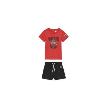 Set tricou si pantaloni scurti pentru baieti  307013 - Bumbac - 68 CM - Rosu/Bleumarin