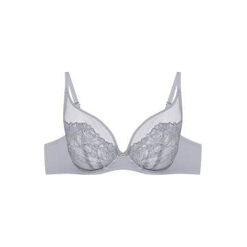 Sutien dama  Oleksa - poliamida - broderie florala - gri deschis