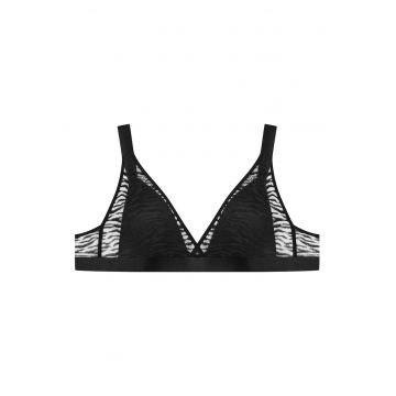 Sutien triunghiular  dantela/poliamida - cu bretele groase - negru