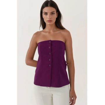 Top fara bretele dama  textil - cu nasturi - mov
