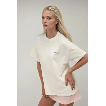 Tricou dama  bumbac 100% - supradimensionat - alb