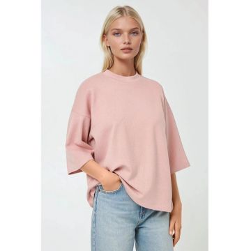 Tricou dama  decolteu rotund - bumbac - croiala lejera - roz