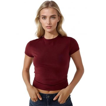Tricou dama -  slim fit - jerseu - rosu
