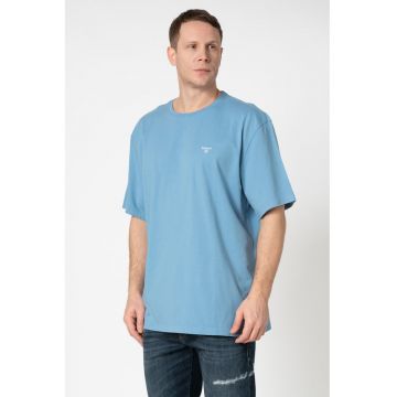 Tricou din bumbac cu decolteu la baza gatului