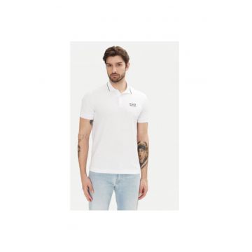 Tricou polo barbati Ea7 Emporio Armani - 8NPF16 PJVUZ - Bumbac - Alb